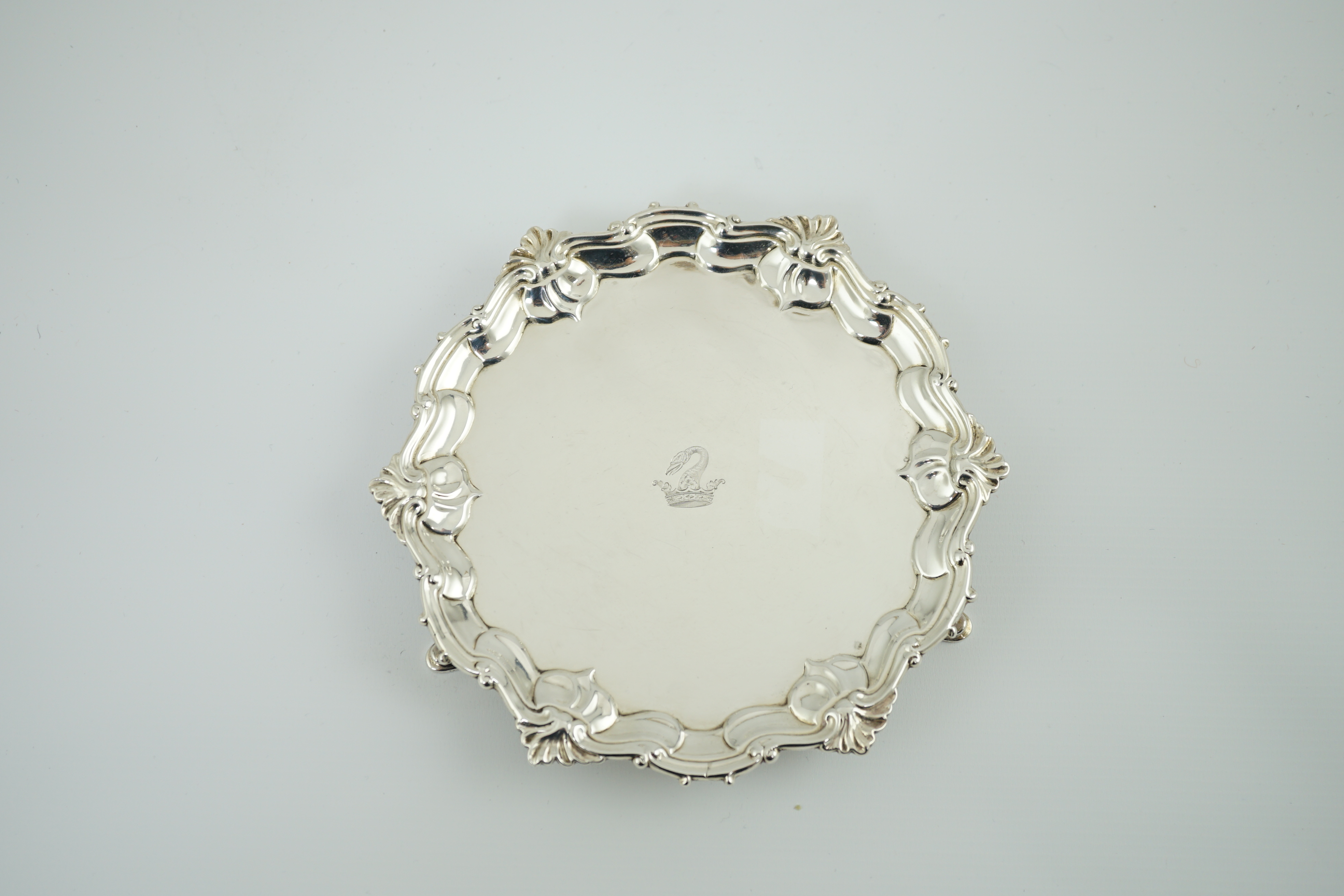 A George II silver waiter, by Samuel Courtauld